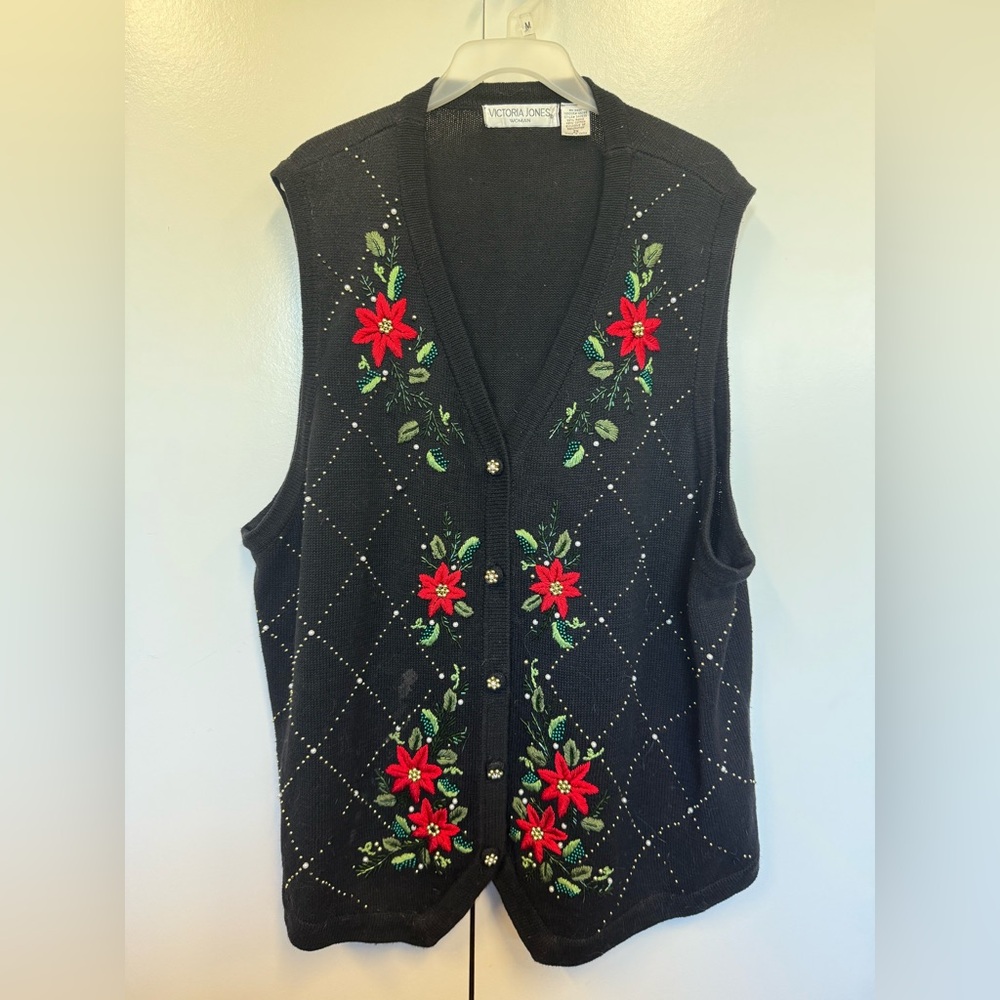 Victoria Jones woman ugly Christmas sweater. Plus size.  Gorgeous beading.
